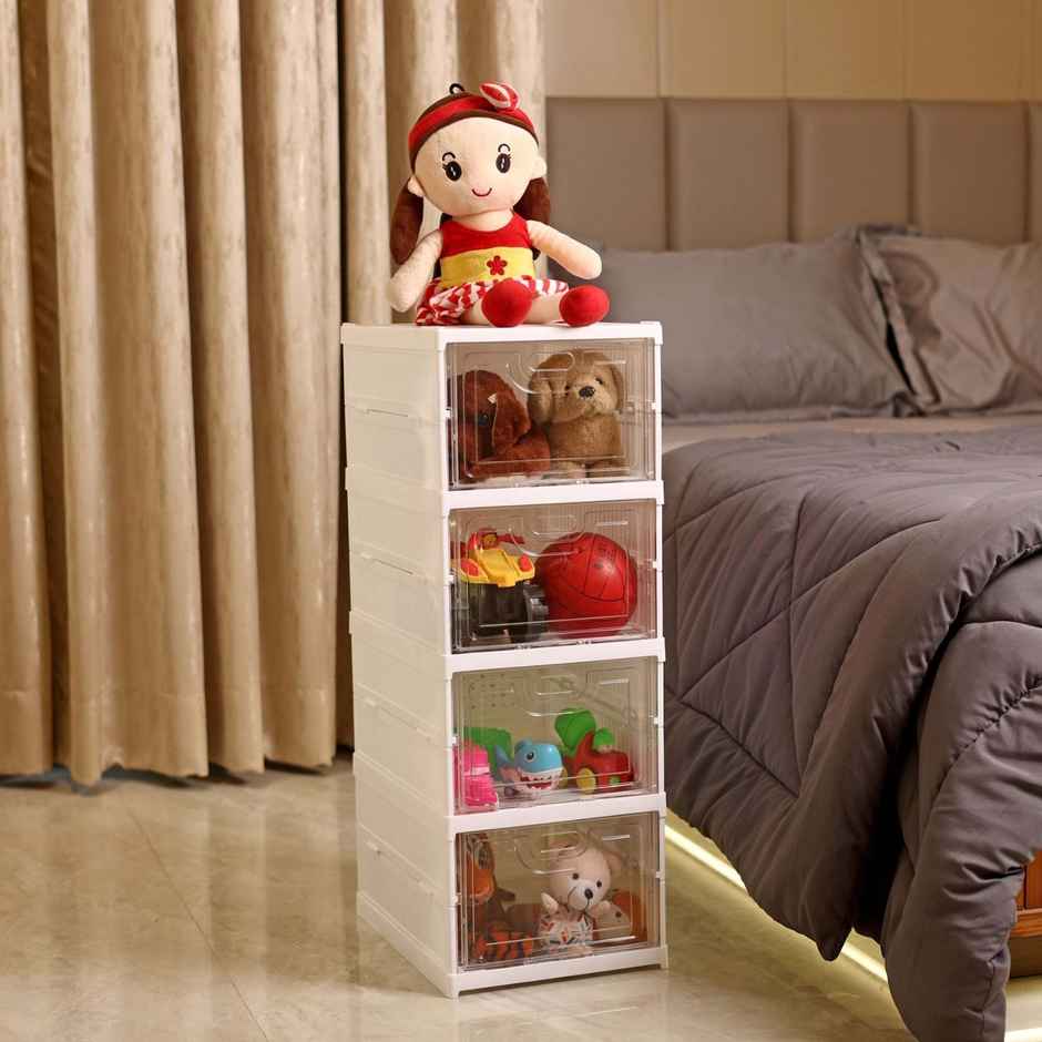 Ambition Foldable Kitchen Organizer Storage Box - Collapsible Kitchen Rack | Clear-door Step-6 - Assorted