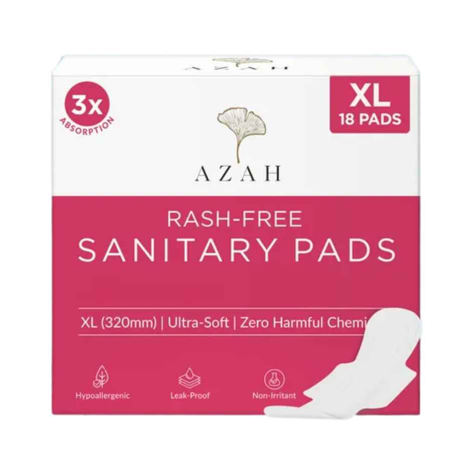 Azah Rash-Free Organic Sanitary Pads | XL | 18 pcs