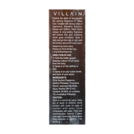Villain Oud Eau De Parfumpremium Luxury Perfume For Men