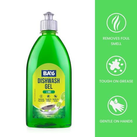 BAY6 Dishwash Gel Liquid Lime Tough Grease & Foul Smell Removal