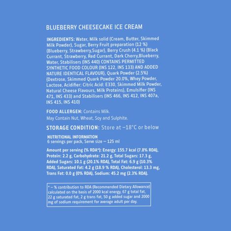 Hocco Blueberry Cheesecake Ice Cream Tub