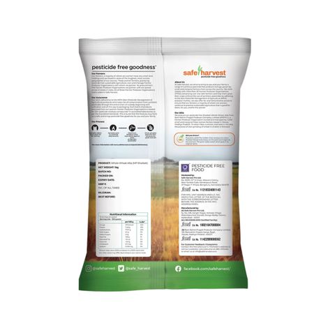 Safe Harvest Pesticide-Free Whole Wheat Atta | Sharbati Wheat | High Fibre