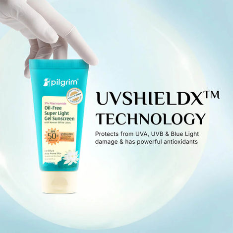 Pilgrim 5% Niacinamide Oil-Free Super Light Gel Sunscreen SPF 50+ PA++++ With Korean White Lotus