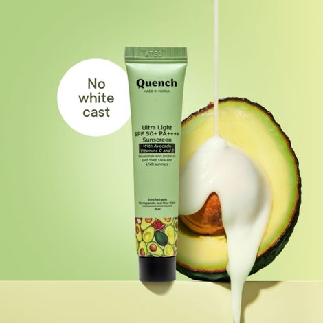 Quench SPF 50+ PA++++ Korean Sunscreen with Avocado & Vitamin E No White Cast