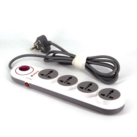 Gold Medal Logica 4X1 Spike Guard | 4 Universal Sockets | Master Switch with Indicator & Surge Protector | 2 Meter Extension Cord | Multi Plug for Home & Office