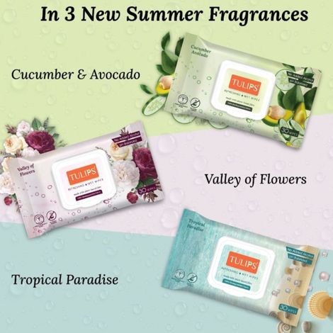 Tulips Refreshing Wet Wipes Cucumber & Avocado LID | 30 Pulls Per Pack