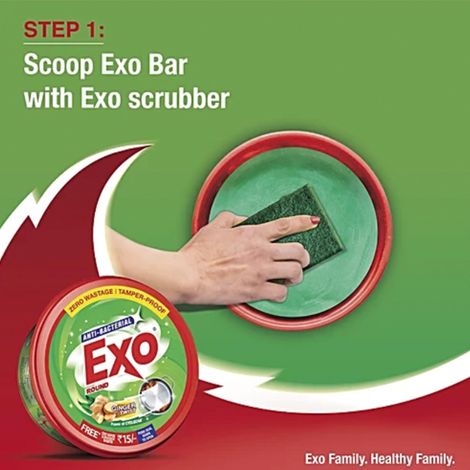 Exo Touch & Shine Round Ginger Twist Dishwash Bar | Anti Bacterial | Tub