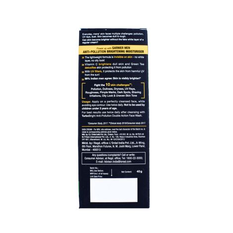 Garnier Men Turbo Bright Anti-Pollution Brightening Moisturiser