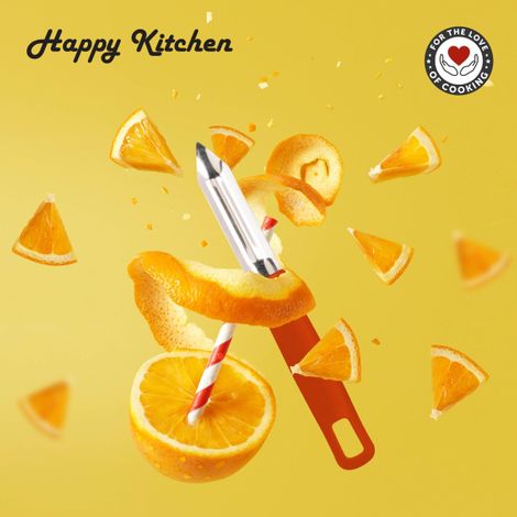Happy Kitchen Stainless Steel Sharp Peeler | Poly Grip | Double Sided Blade | Durasharp - Assorted