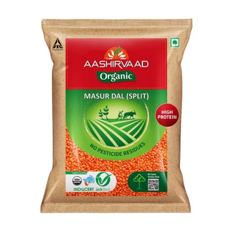 Aashirvaad Organic Unpolished Masur Dal | 100% Organic Red Lentil | Rich in Protein