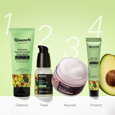 Quench SPF 50+ PA++++ Korean Sunscreen with Avocado & Vitamin E No White Cast