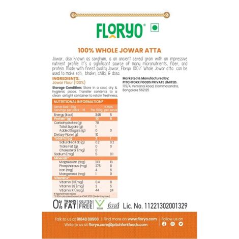 Floryo 100% Whole Jowar Atta