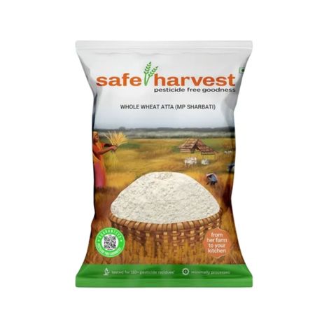 Safe Harvest Pesticide-Free Whole Wheat Atta | Sharbati Wheat | High Fibre