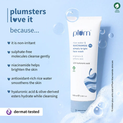 Plum Simply Bright 2% Niacinamide Face Wash With Rice Water