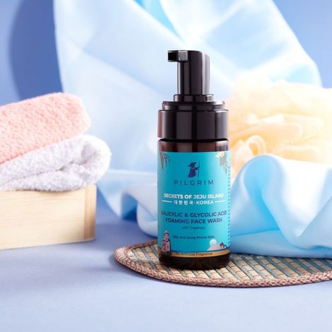 Pilgrim 1.5% Salicylic BHA & 2% Glycolic Acid AHA Foaming Face Wash for Oily & Acne Prone Skin, Unisex