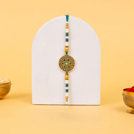 Abstract Single Peacock Rakhi (Avyaan Rakhi) Set of 1