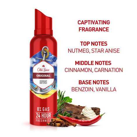 Old Spice Original No Gas 24 Hour Long Lasting Freshness Deodorant Perfume Body Spray For Men