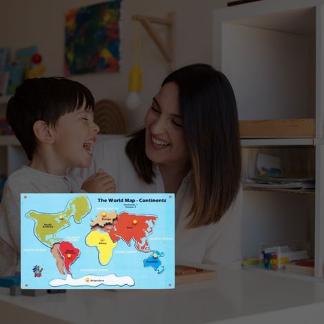 Skillofun MDF World Map Continents Puzzle | Early Learning Educational Toy for 3+ Kids