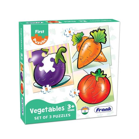 Frank Vegetables - A Set Of 3 First Puzzles - 4, 5 & 6 Pieces