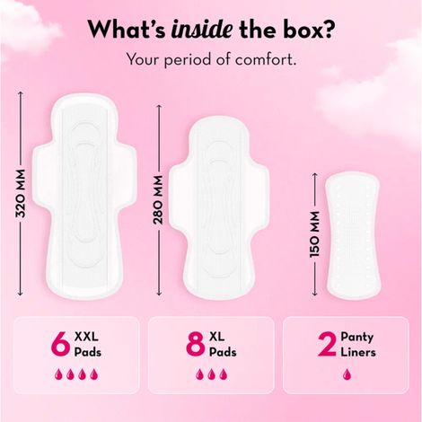 Plush Ultra Thin (8 XL + 6 XXL) Sanitary Pads | Assorted pack | 14 pcs
