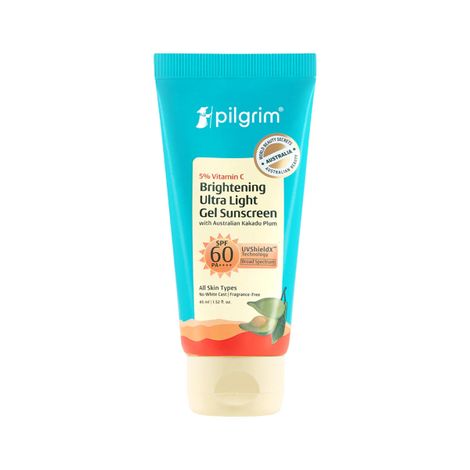 Pilgrim 5% Vitamin C Brightening Ultra Light Gel Sunscreen SPF 60 PA++++ W/ Australian Kakadu Plum