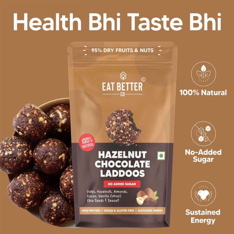 Eat Better Co - Hazelnut & Chocolate Ladoos - No Added Sugar - High Protein, 100% Natural