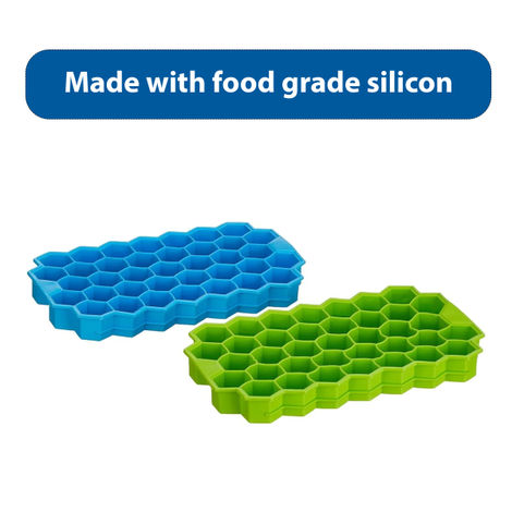 Clazkit Flexible Silicone Honeycomb 37 Cavity Ice Cube Tray Color May Vary-Pack of 2