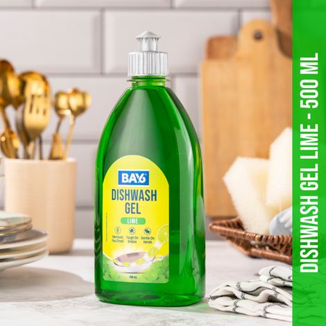 BAY6 Dishwash Gel Liquid Lime Tough Grease & Foul Smell Removal