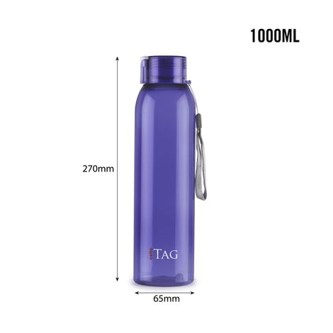 Cello Plastic My Tag PET Water Bottle, 100% Food Grade, Leak Proof and Break Proof | Assorted - 1 L