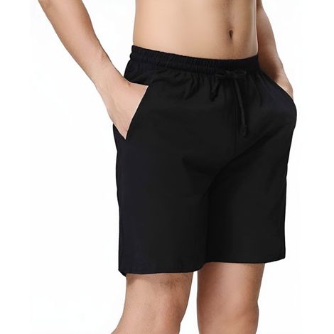 Springman Solid French Terry With Elastic & Drawstring Shorts For Men's | Black | XXL
