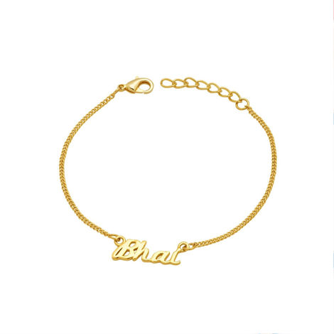 Gold-Toned Rakhi Bracelet Engraved with The Word 'Bhai' with Roli Chaawal Pack (Voylla)