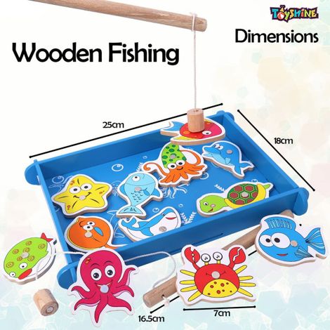 Toyshine Wooden Magnetic Fishing Game | Engaging Toy for Kids - Multicolour