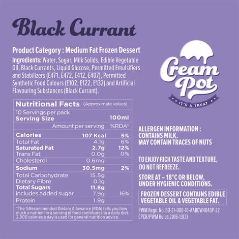 Cream Pot Black Currant Tub