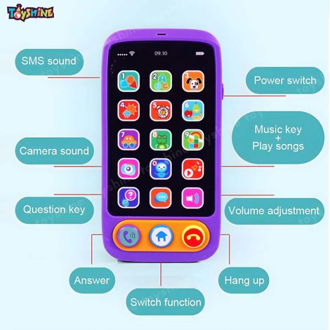 Toyshine Battery-Operated Cell Phone Toy with 15 Touch Buttons for Kids (Colour May Vary)