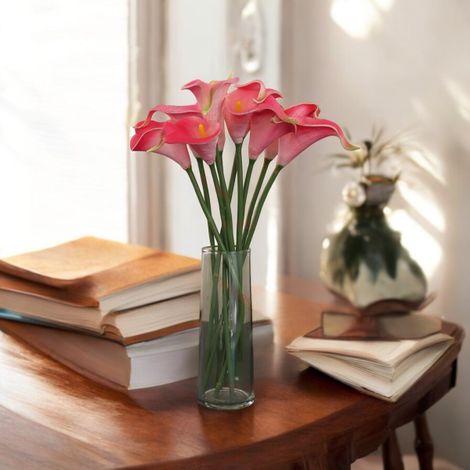 Tied Ribbons 10 Pcs Artificial Calla Lily Flowers Bunch