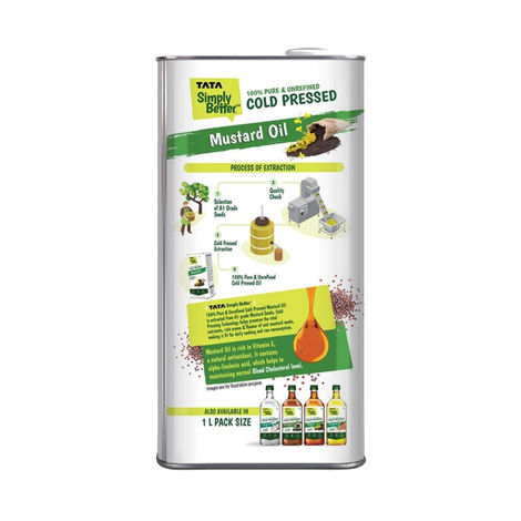 Tata Simply Better Mustard (Sarson) Cold Pressed Oil | Unrefined & Healthy Cooking Oil