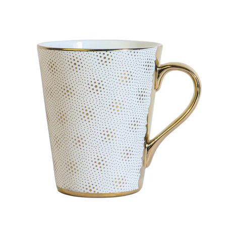 Femora Ceramic White-Golden Coffee Mugs Tea Mugs Ceramic Tea Cups (330 Ml White/Golden)