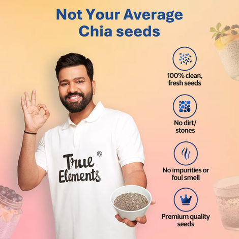 True Elements Chia Seeds Non-Gmo Seeds For Eating Rich In Omega -3 And Fibre Healthy Snacks