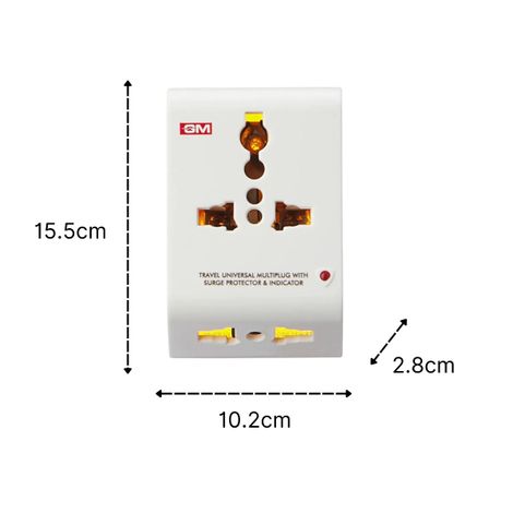 GM 3011 2 Pin Travel Universal Multi-Plug with Surge Protector & Indicator
