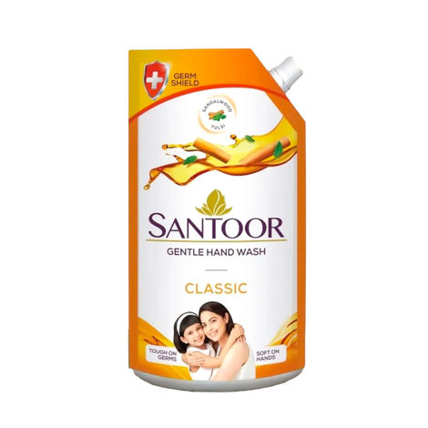 Santoor Classic Gentle Anti-Bacterial Hand Wash With Natural Goodness of Sandalwood and Tulsi