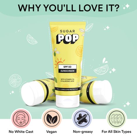 SUGAR POP SPF 50 Sunscreen With Vitamin C And Hyaluronic Acid