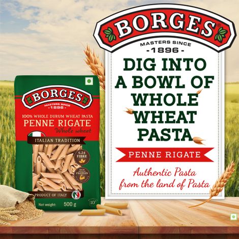 BORGES Whole Durum Wheat Pasta Penne Rigate