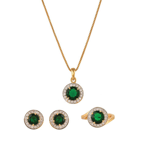 Voylla Sparkling Essentials Green Round Cut Zircon Box Set