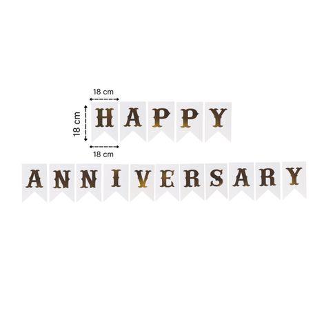 Happy Anniversary Banner - 16 Paper Flags (Colour May Vary)