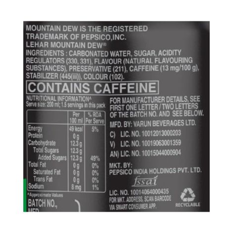 Mountain Dew Lemon Soft Drink Combo
