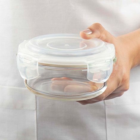 Borosil Alfa Lunchbox | 3 Pcs Glass Set | 400 ml x 3 Round