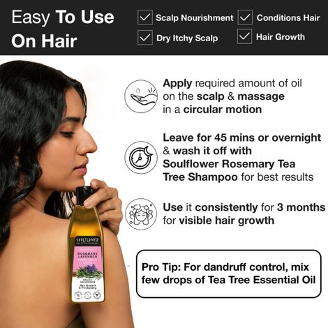 Soulflower Pure & Natural Rosemary Lavender Healthy Hair Oil For Hair Growth And Hair Fall Control