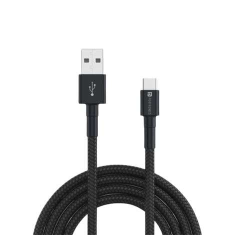Portronics 65W  Konnect B Type C Cable with 3.0A Output, Nylon Braided, Fast Data Sync, Tangle Resistant, 1M Length - Black