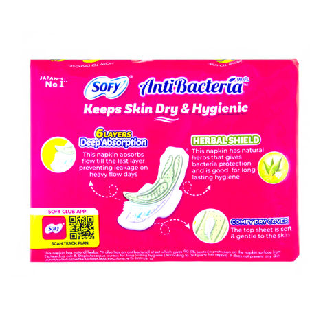 Sofy AntiBacteria XL Sanitary Pads | 6 Layer Deep Absorption | 290mm