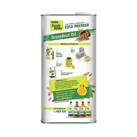 Tata Simply Better Groundnut (Peanut) Cold Pressed Oil | Pure & Unrefined Healthy Cooking Oil
